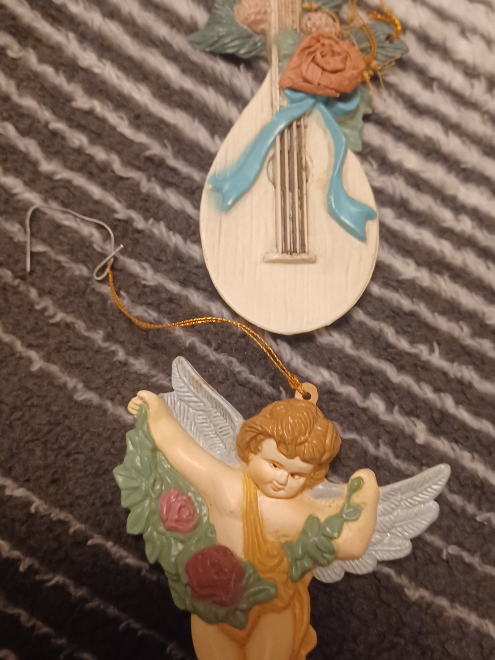 Cherub Holiday Ornament in Cream and Pink